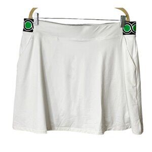 T By Talbots Tennis Skort Skirt White With Green Black Waist Womens Size XL NEW